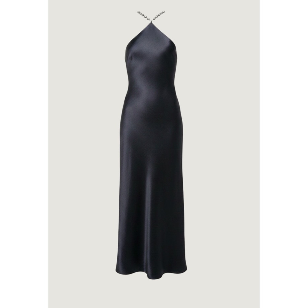 o.p.t Pearl Halter Satin Maxi Dress Navy Blue Sleeveless Formal Size 4 NEW